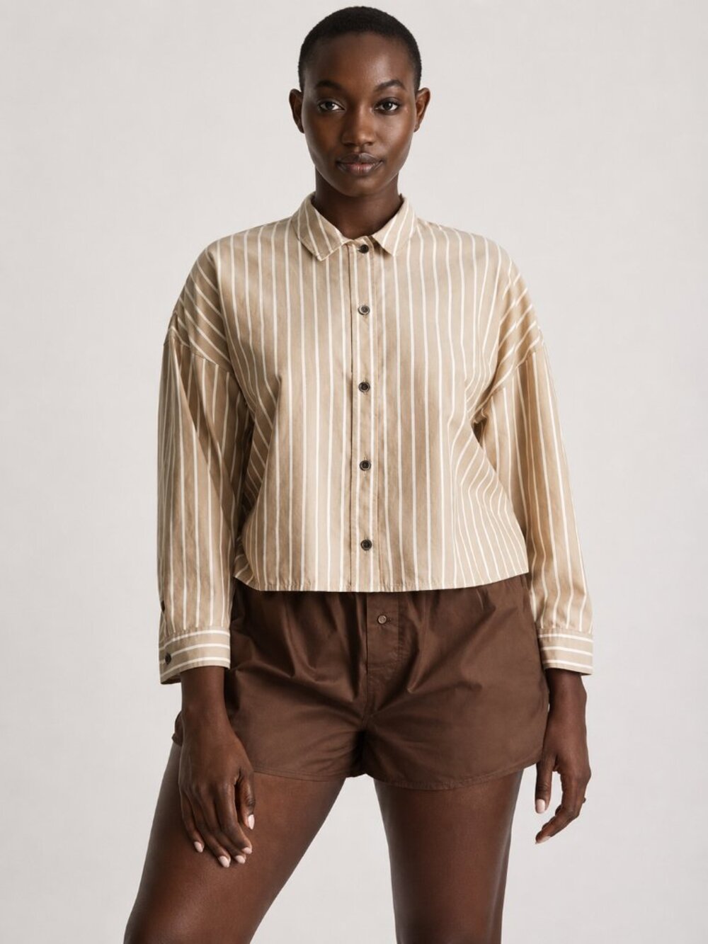 Everlane The Woven P.J. Top Mahogany White Stripe Cotton Pajama S NWT